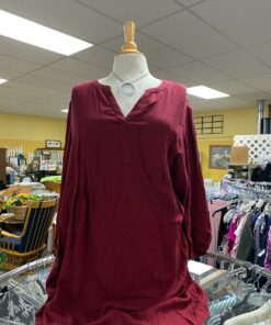 Burgundy Long-Sleeve Tunic Top